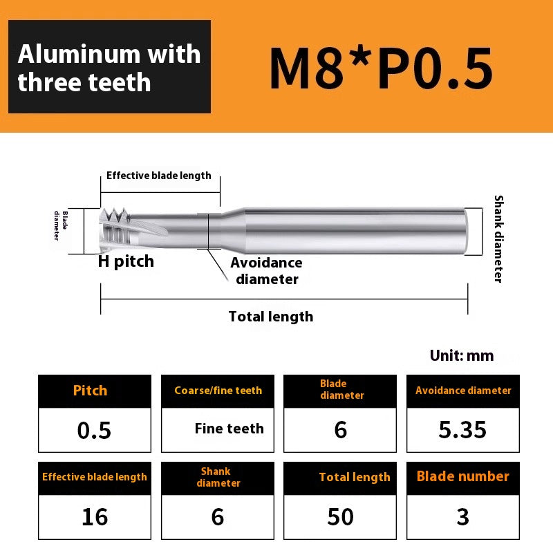 2135-65° aluminum with colorful thread milling cutter lengthened single tooth three-tooth full thread machining center tungsten carbide milling cutter M3M4M5 Shandong Denso Pricision Tools Co.,Ltd.